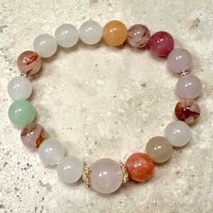 HANDMADE Multi-Color Gemstone Beaded Stretch Bracelet w/ Color Changing Beads